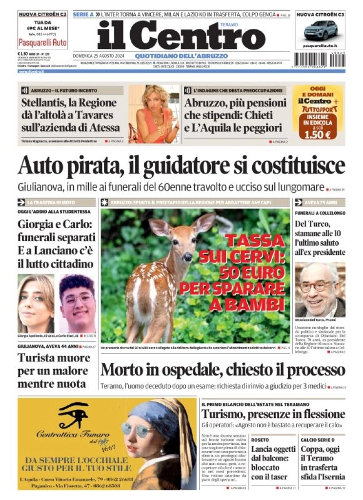anteprima della prima pagina di il-centro-teramo del 25/08/2024