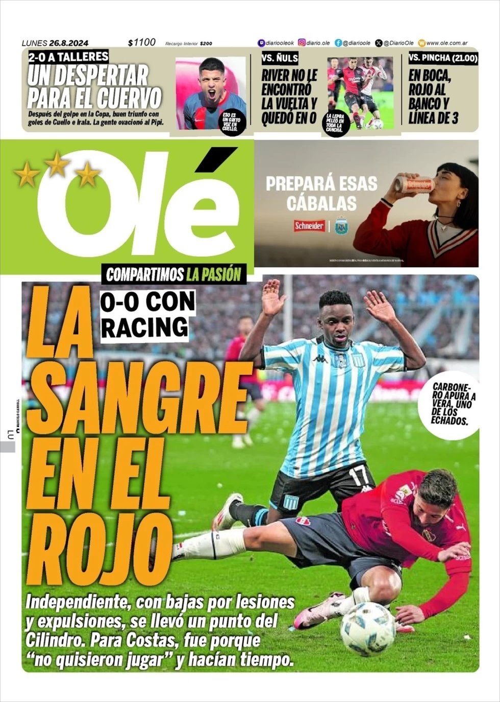 anteprima della prima pagina di ol del 26/08/2024