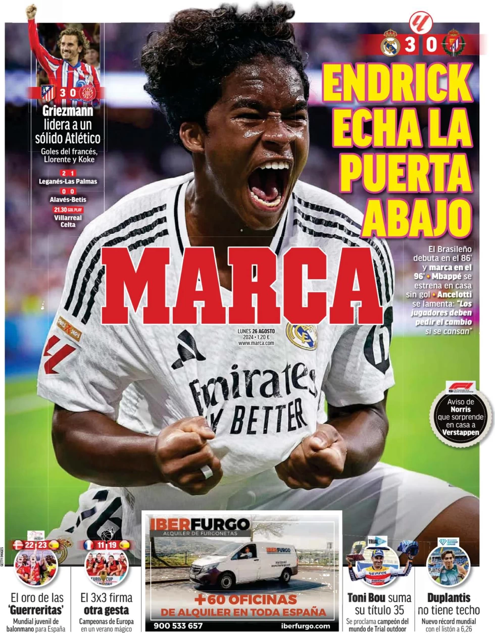 anteprima della prima pagina di marca del 26/08/2024