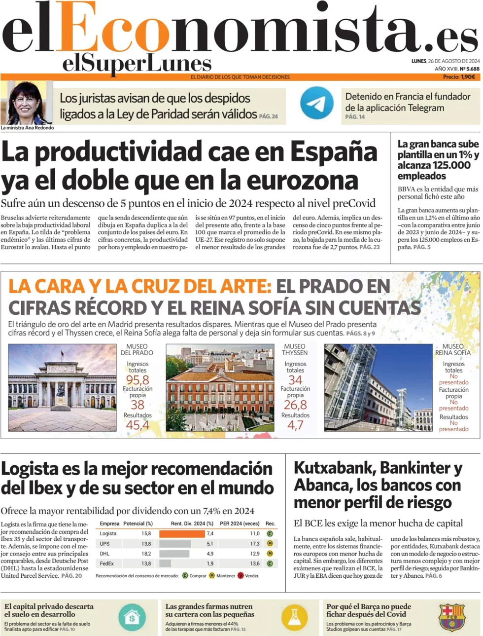 anteprima della prima pagina di el-economista del 26/08/2024