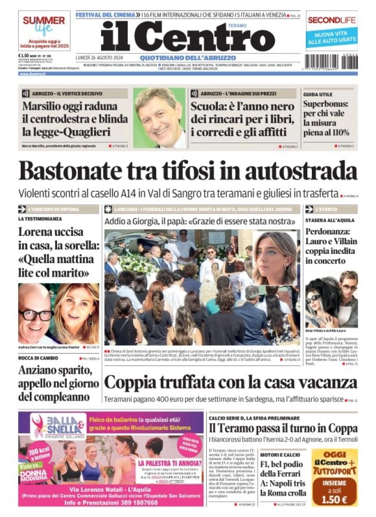 anteprima della prima pagina di il-centro-teramo del 26/08/2024