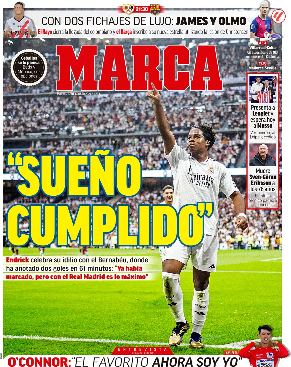anteprima della prima pagina di marca del 27/08/2024