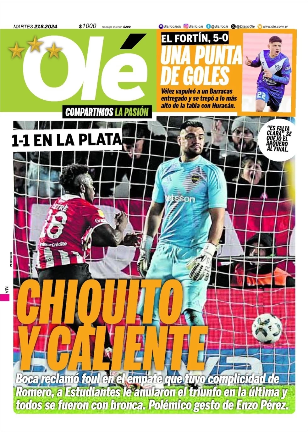 anteprima della prima pagina di ol del 27/08/2024