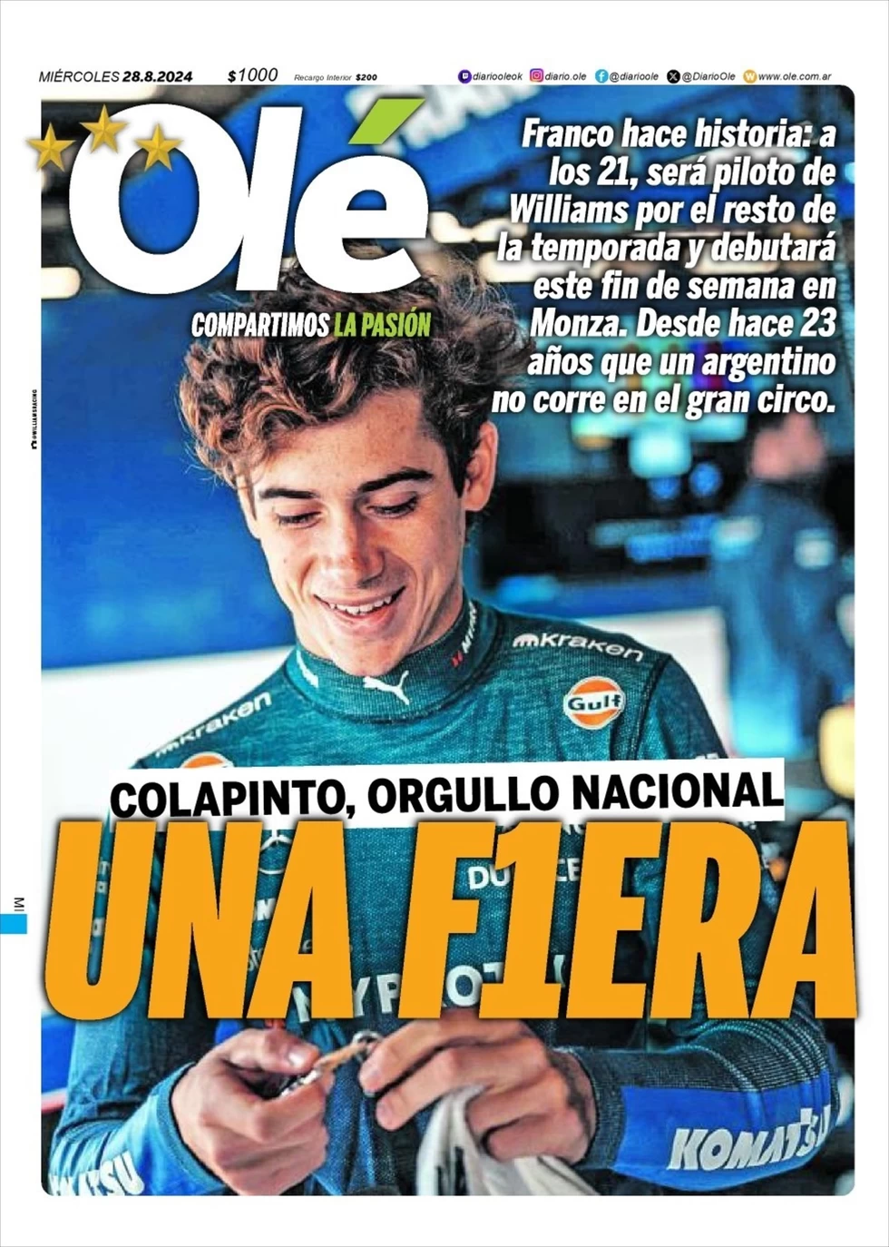anteprima della prima pagina di ol del 28/08/2024