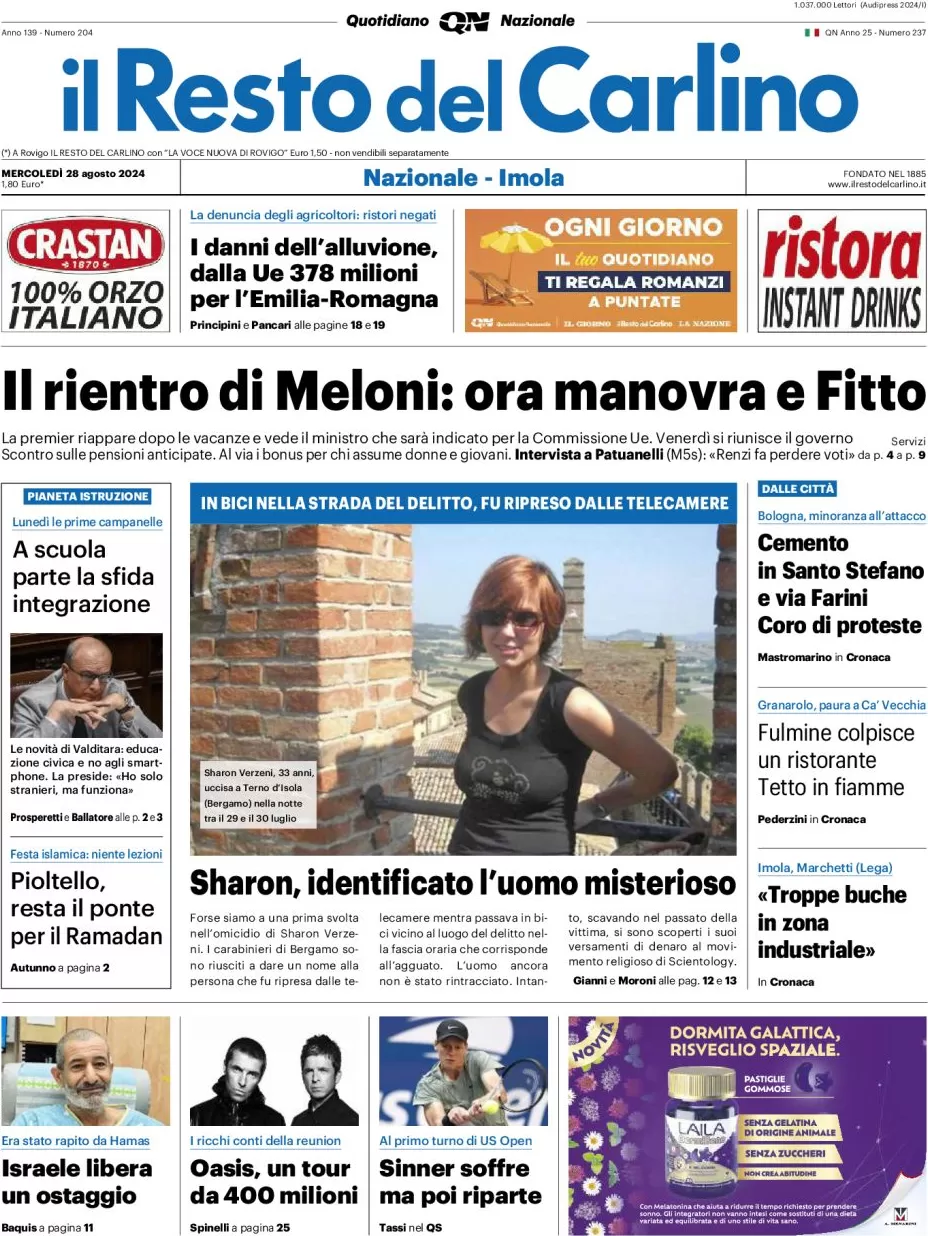 anteprima della prima pagina di il-resto-del-carlino del 28/08/2024