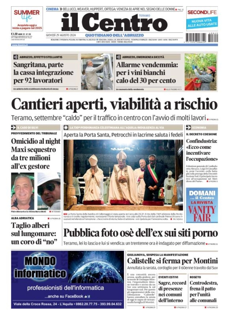 anteprima della prima pagina di il-centro-teramo del 29/08/2024