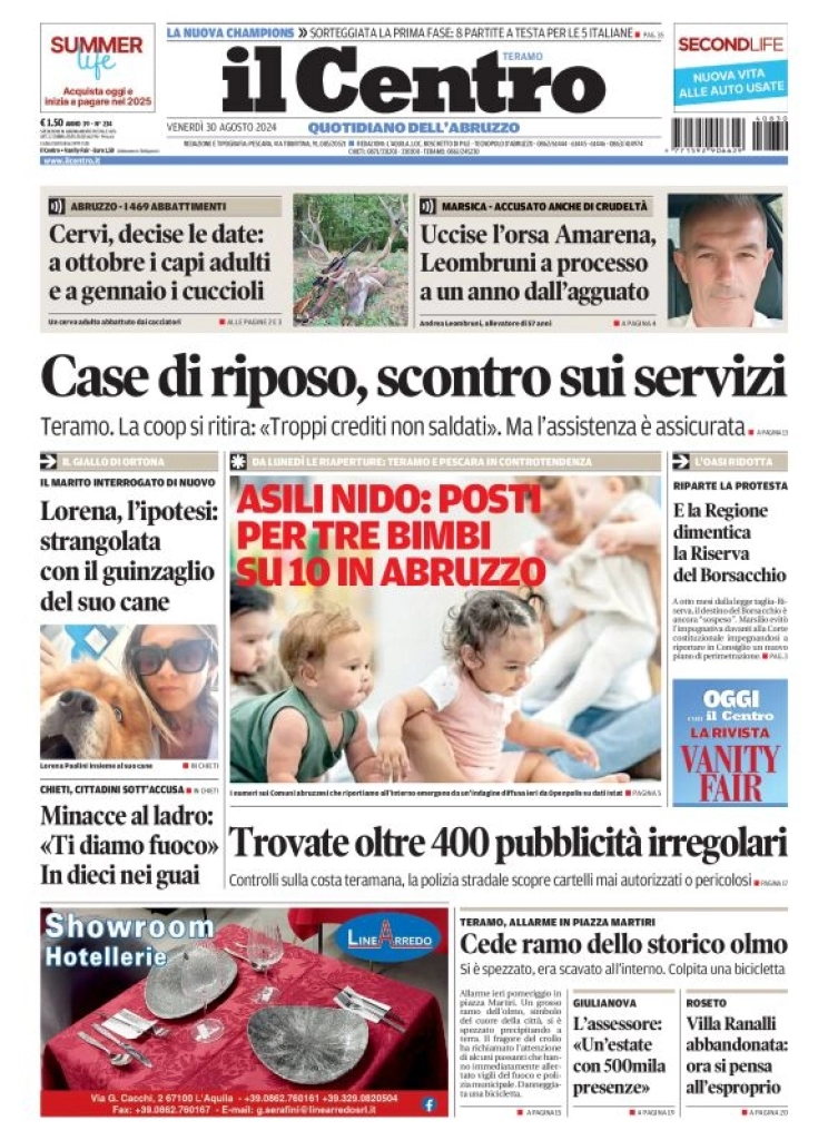 anteprima della prima pagina di il-centro-teramo del 30/08/2024