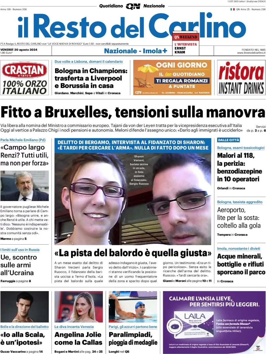 anteprima della prima pagina di il-resto-del-carlino del 30/08/2024