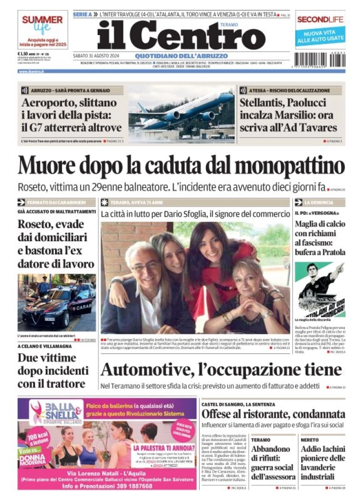 anteprima della prima pagina di il-centro-teramo del 31/08/2024