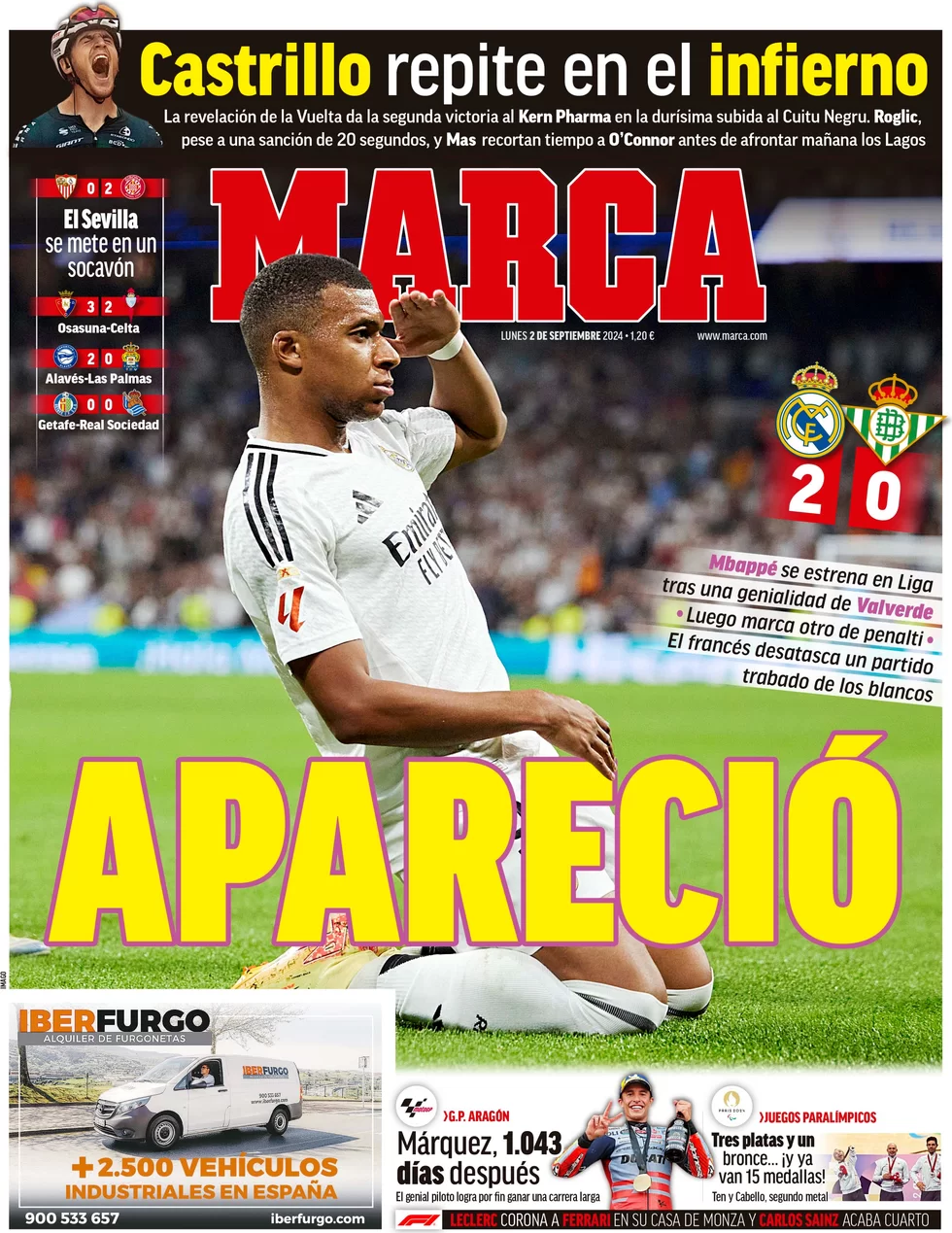 anteprima della prima pagina di marca del 02/09/2024