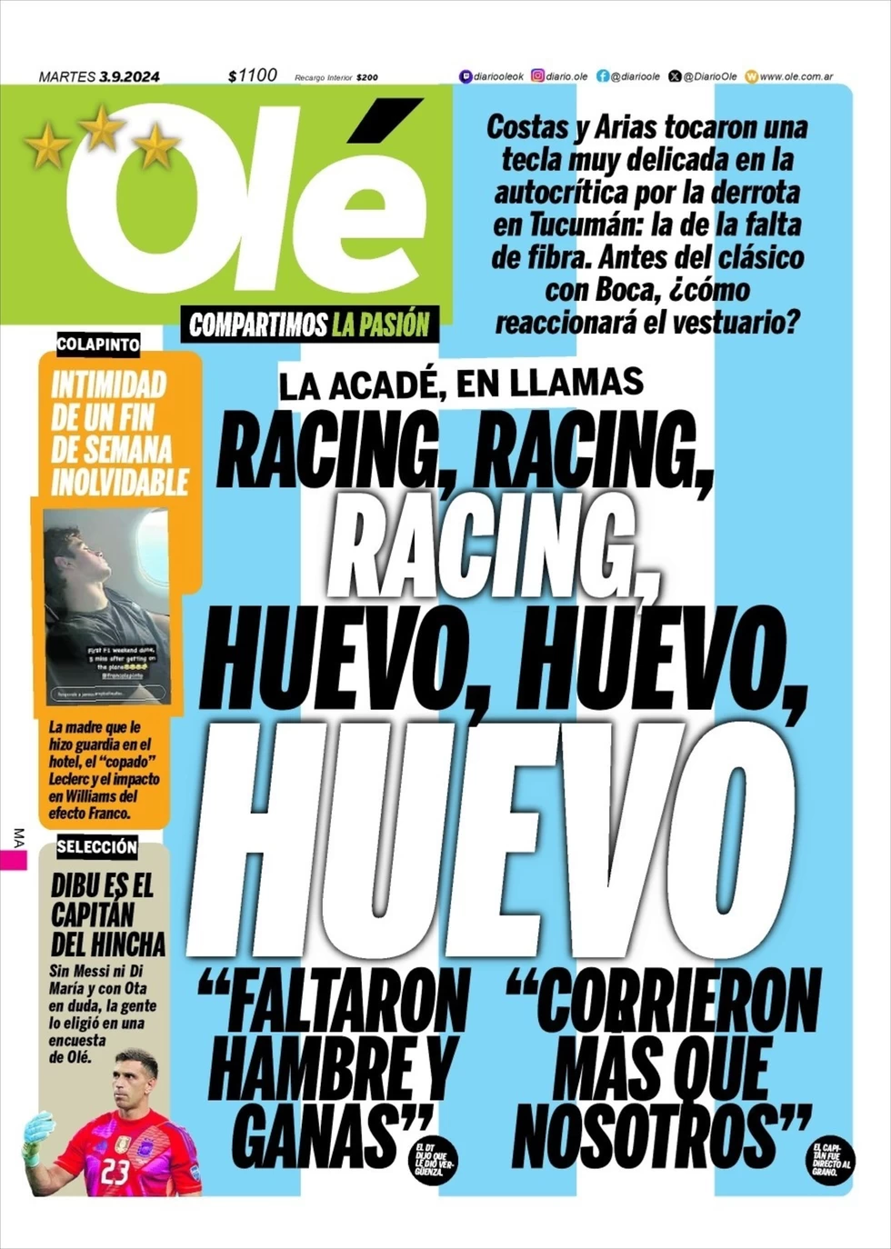 anteprima della prima pagina di ol del 03/09/2024