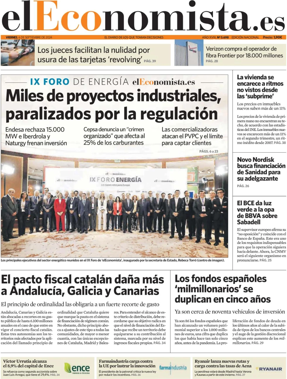 anteprima della prima pagina di el-economista del 06/09/2024