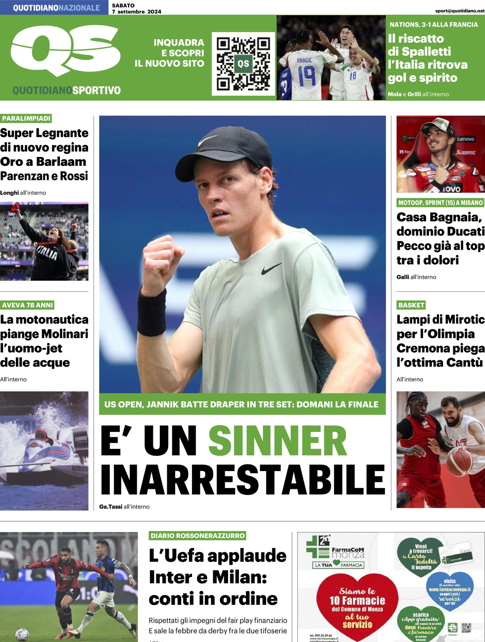 anteprima della prima pagina di QS Quotidiano Sportivo