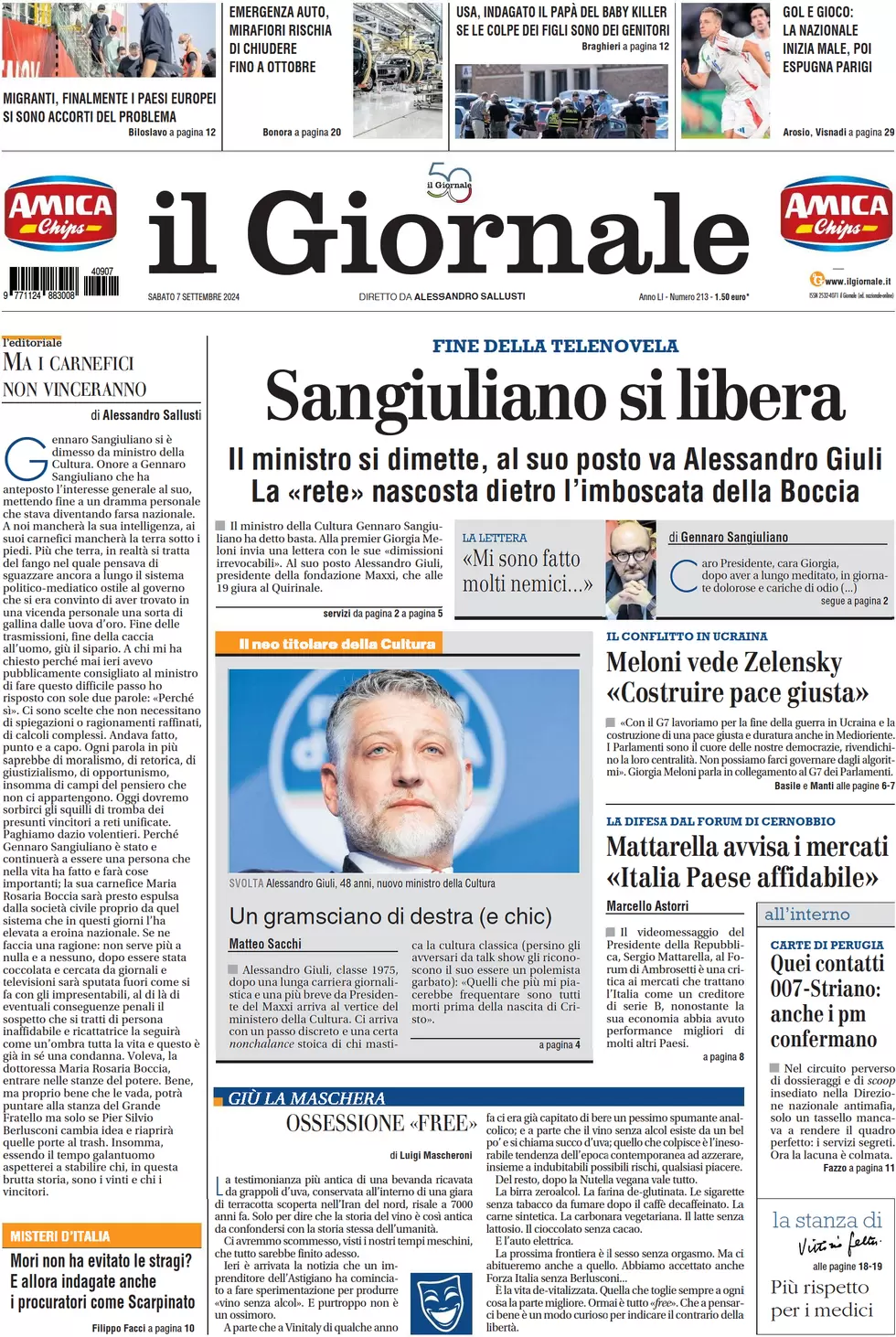 anteprima della prima pagina di Il Giornale