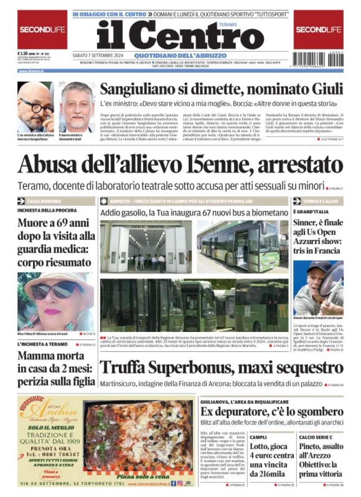 anteprima della prima pagina di il-centro-teramo del 07/09/2024