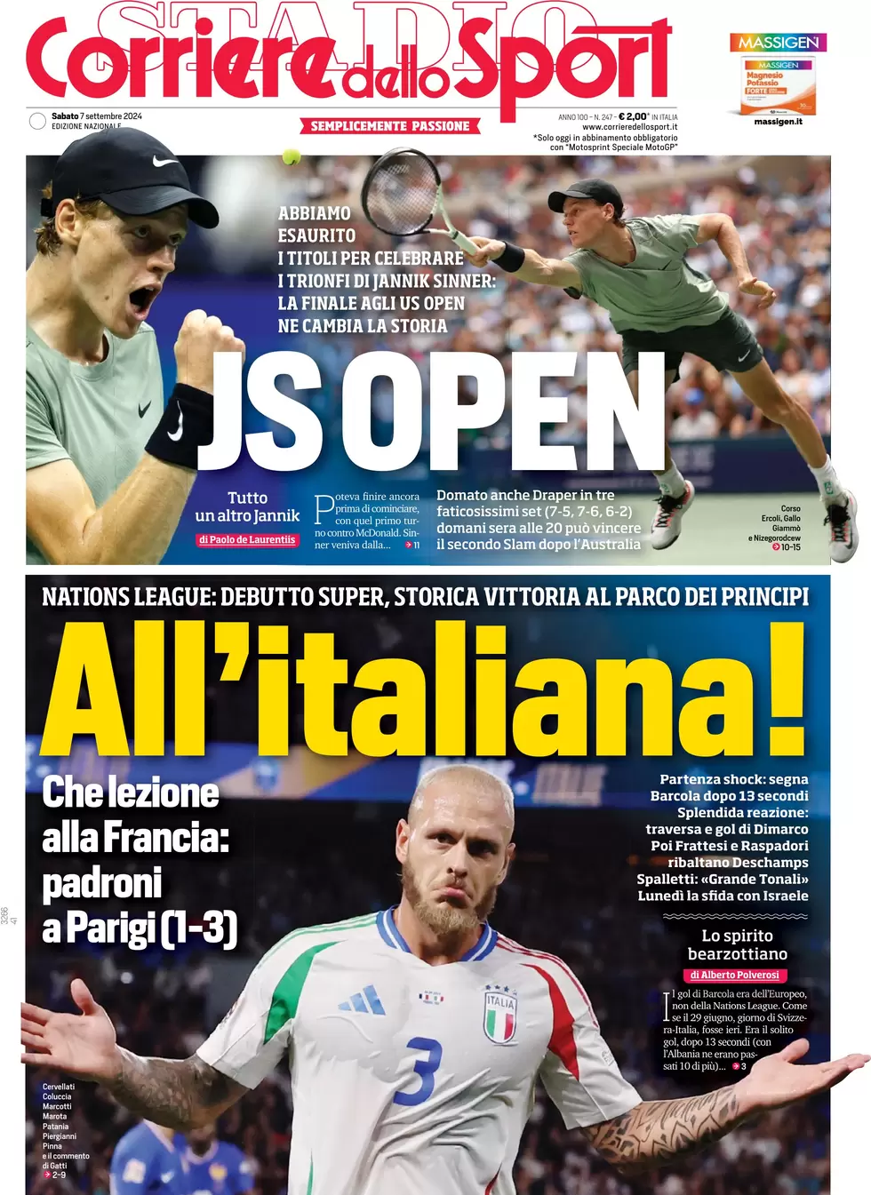 anteprima della prima pagina di Corriere dello Sport