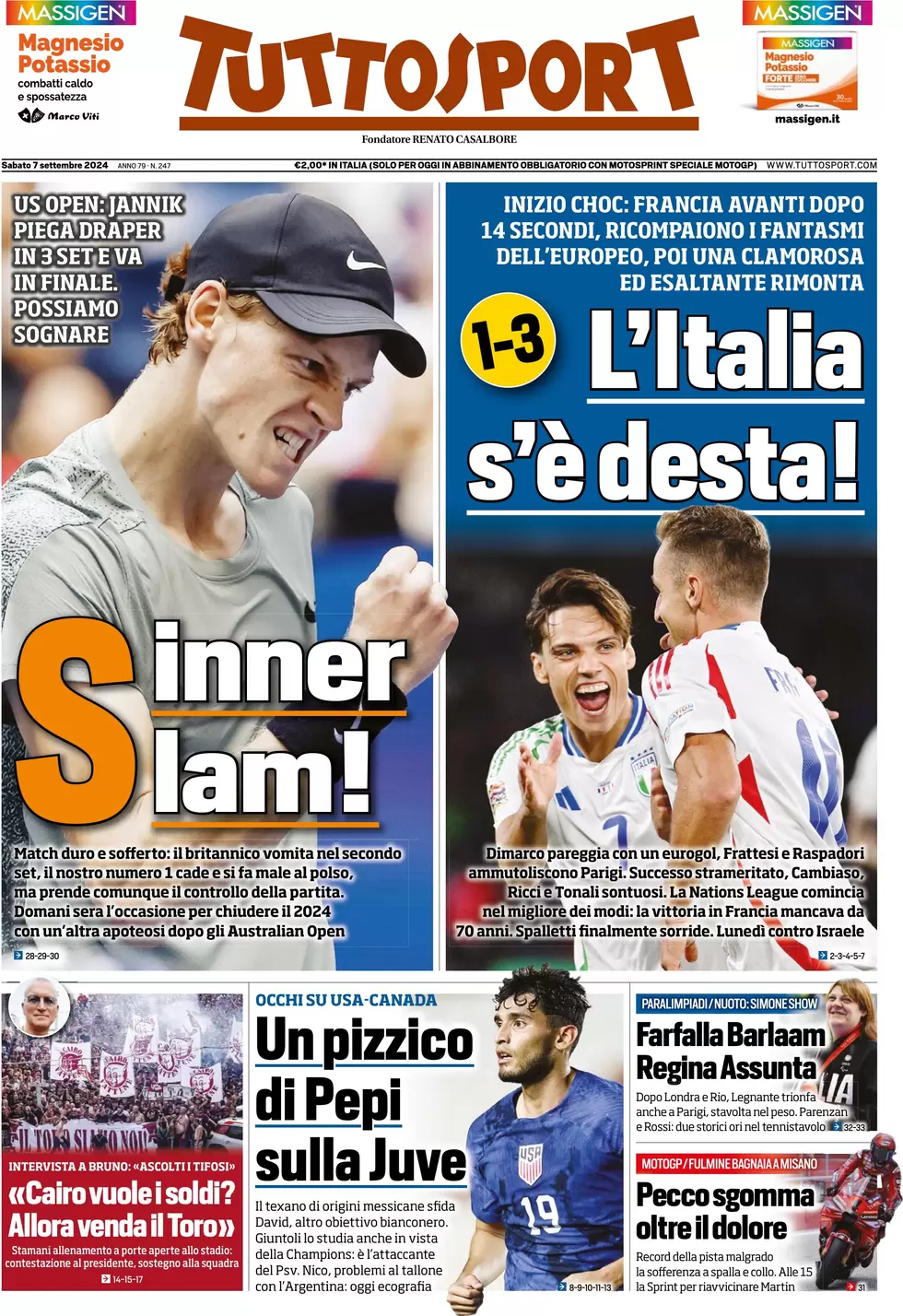 anteprima della prima pagina di Tuttosport