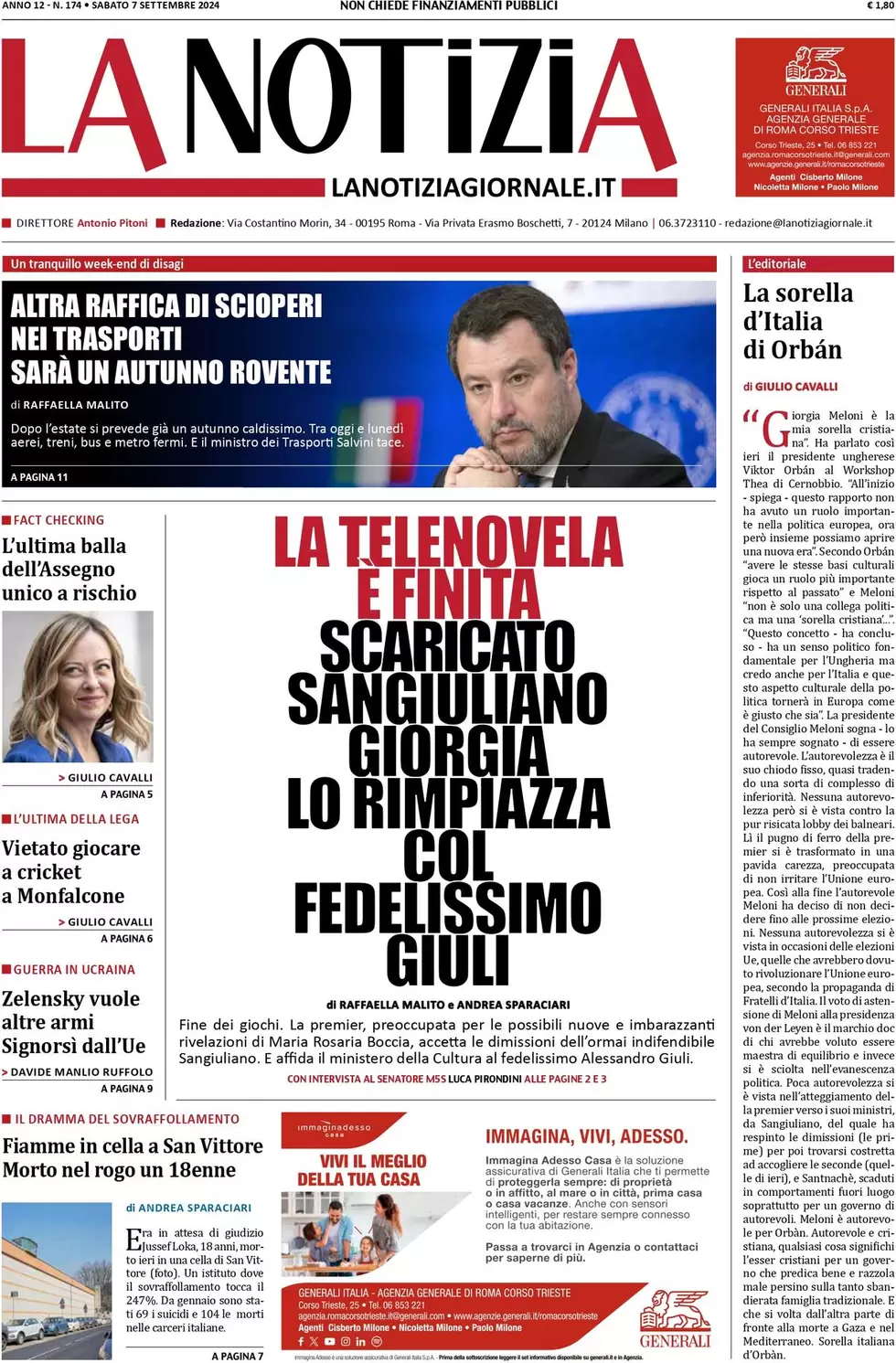 anteprima della prima pagina di La Notizia