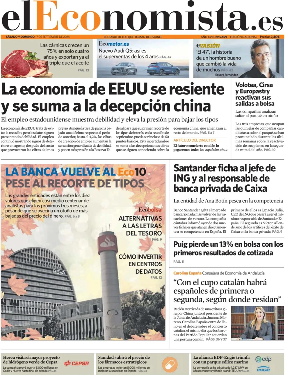 anteprima della prima pagina di el-economista del 07/09/2024