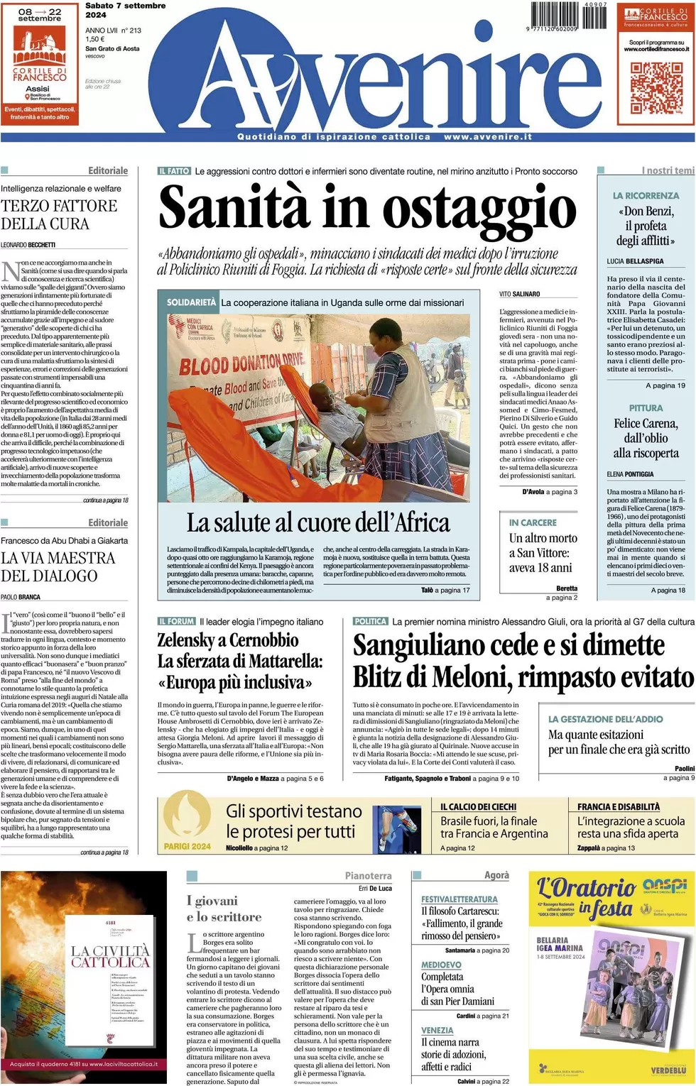 anteprima della prima pagina di Avvenire