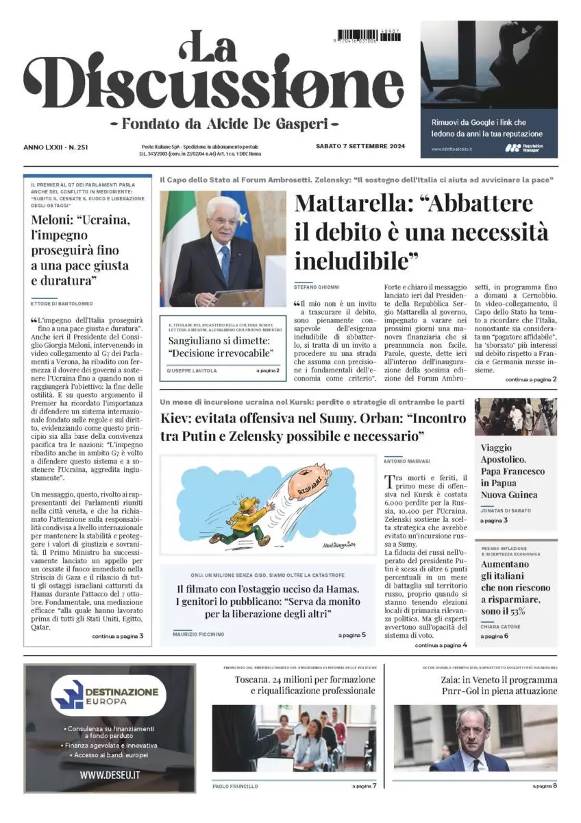 anteprima della prima pagina di La Discussione