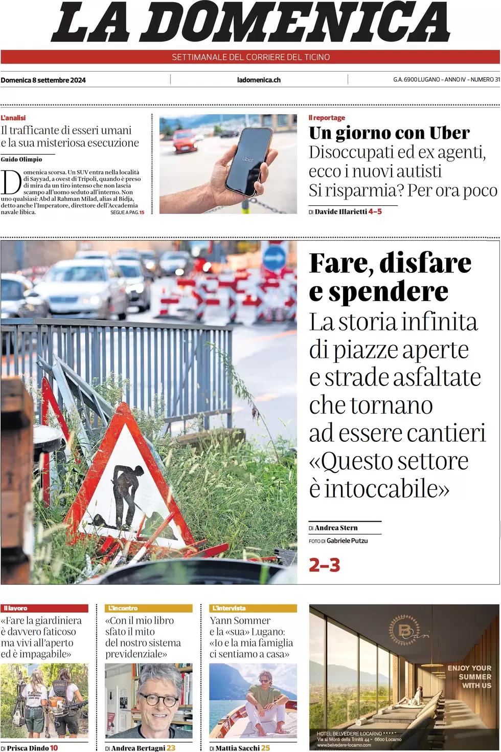 anteprima della prima pagina di corriere-del-ticino del 08/09/2024