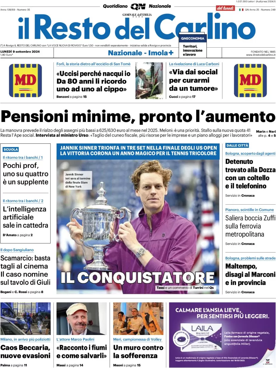 anteprima della prima pagina di il-resto-del-carlino del 09/09/2024