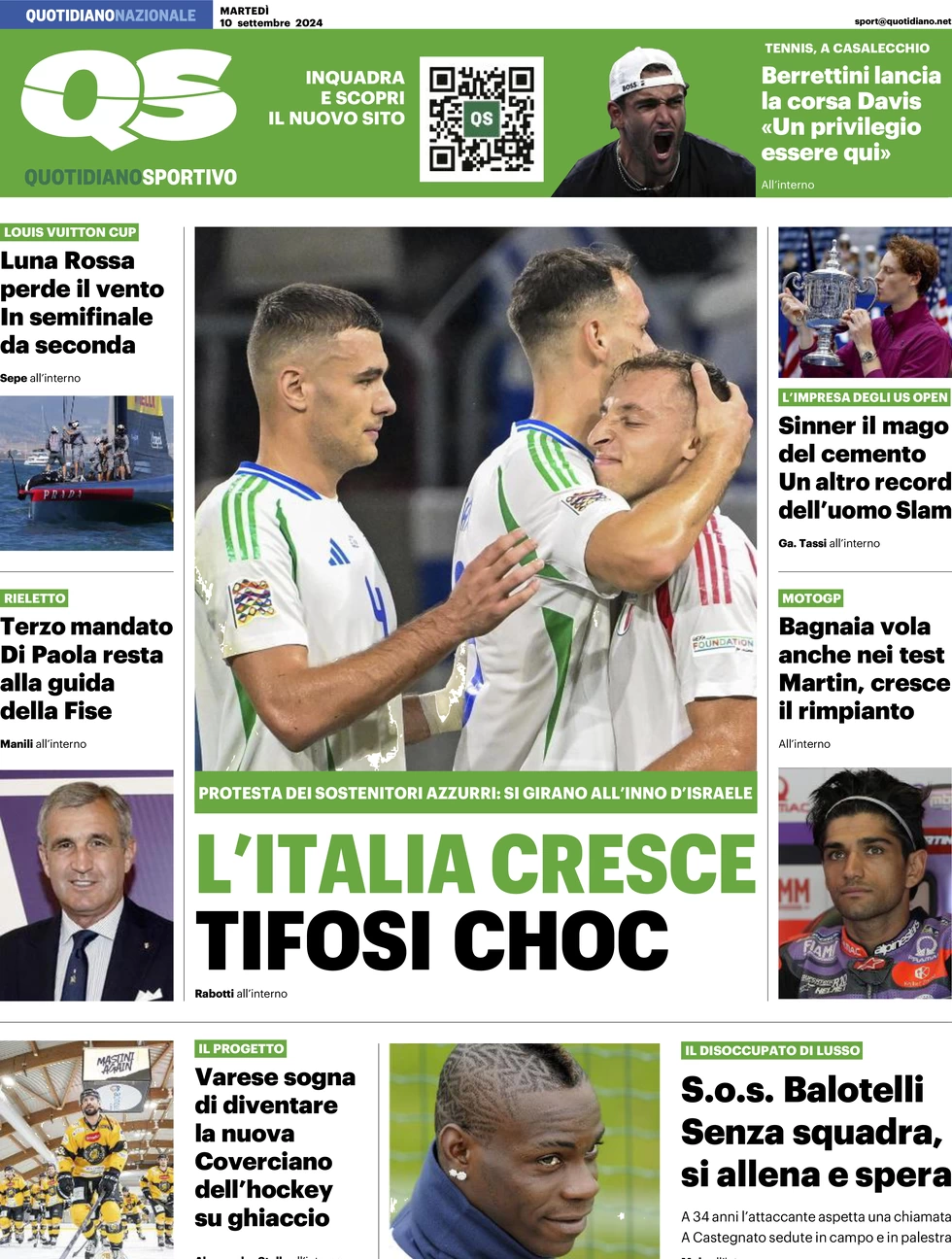 anteprima della prima pagina di qs-quotidiano-sportivo del 10/09/2024