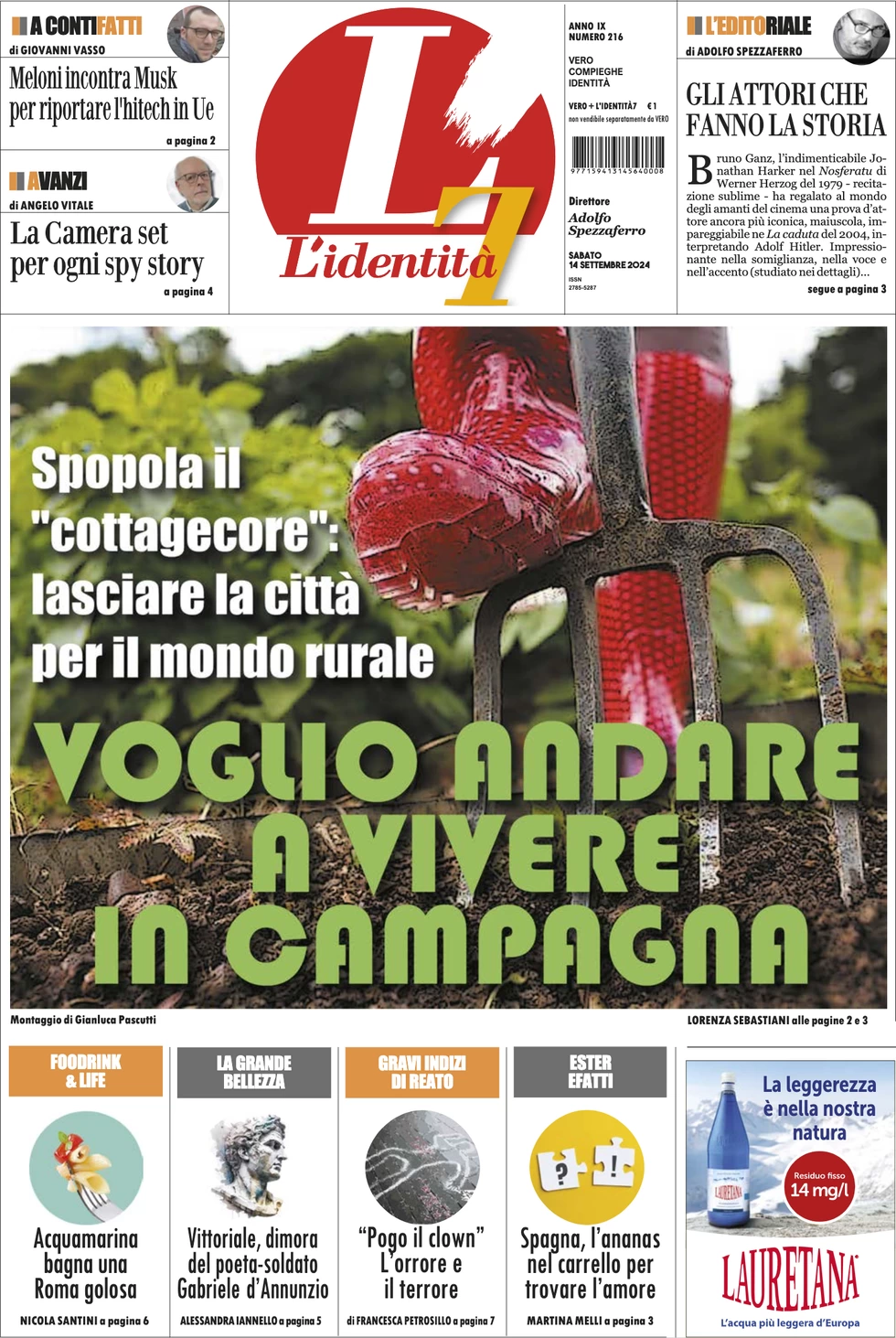 anteprima della prima pagina di lidentit del 13/09/2024
