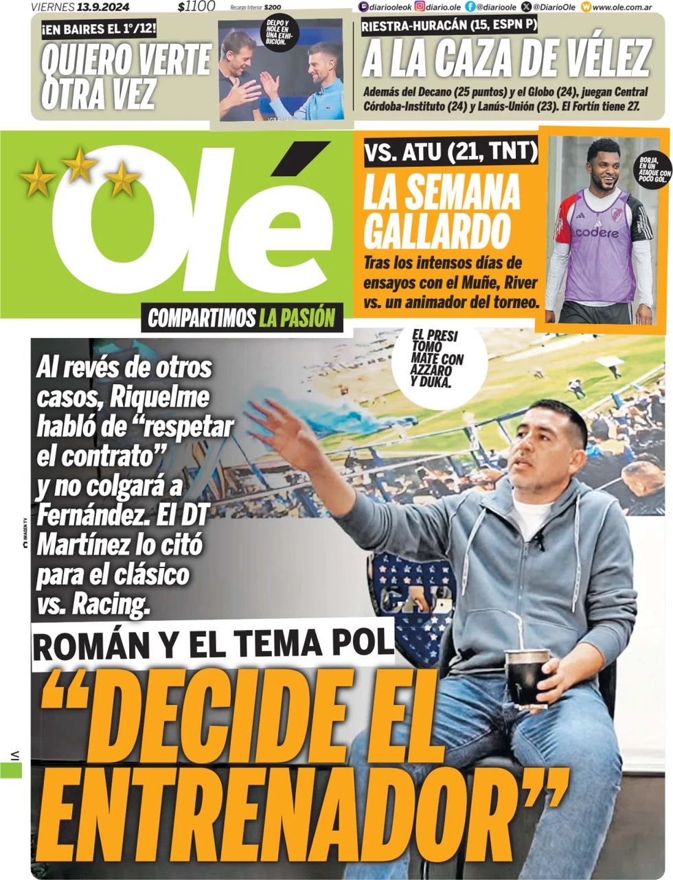 anteprima della prima pagina di ol del 13/09/2024