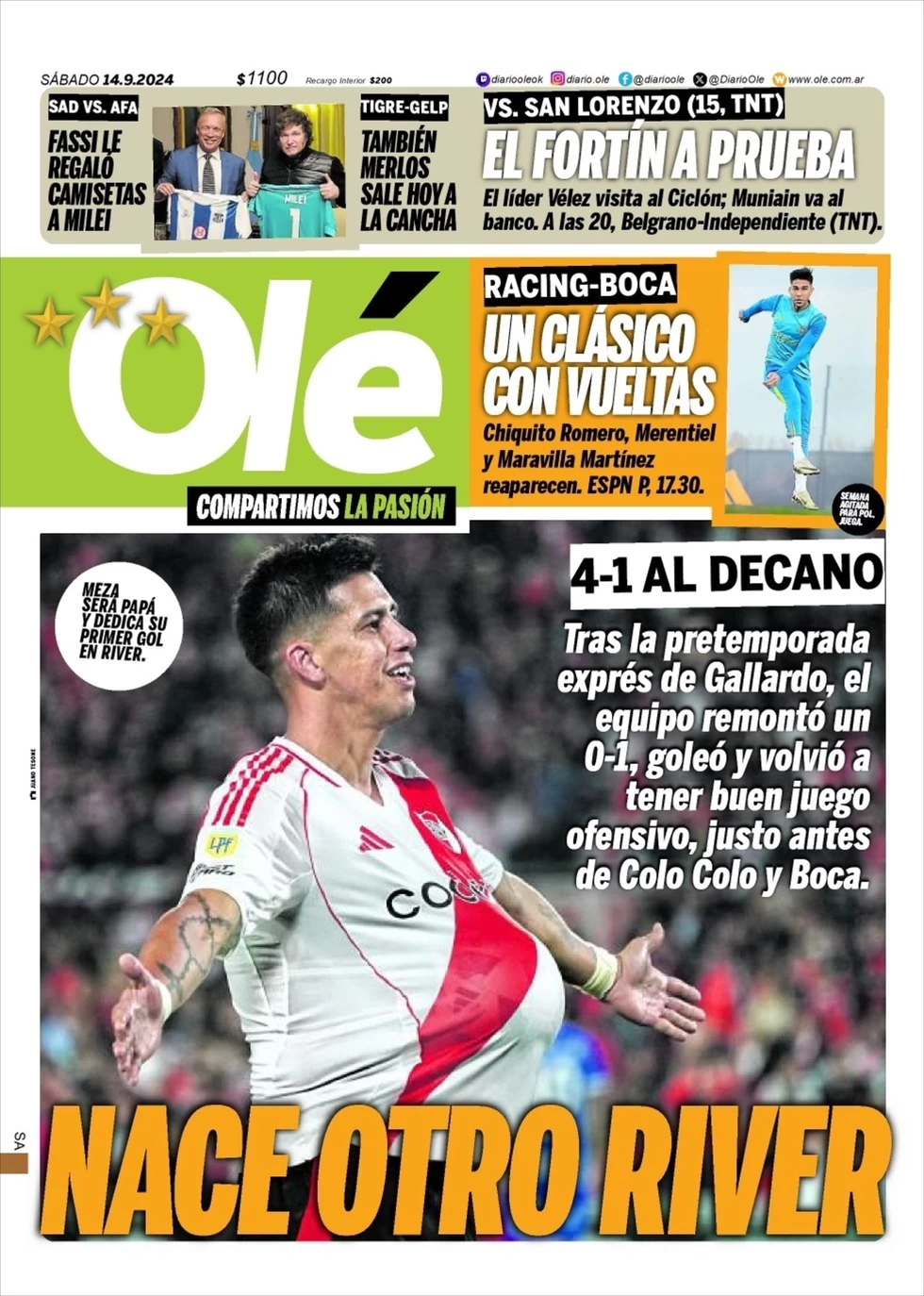 anteprima della prima pagina di ol del 14/09/2024