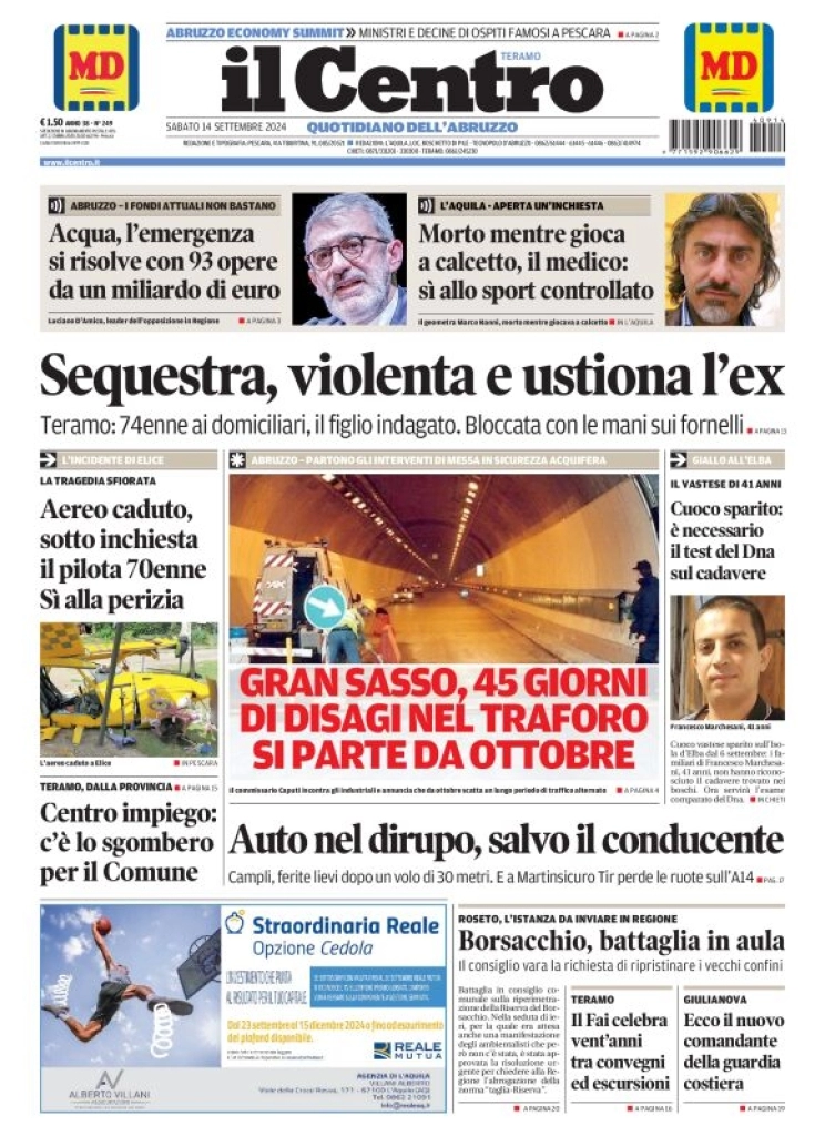 anteprima della prima pagina di il-centro-teramo del 14/09/2024