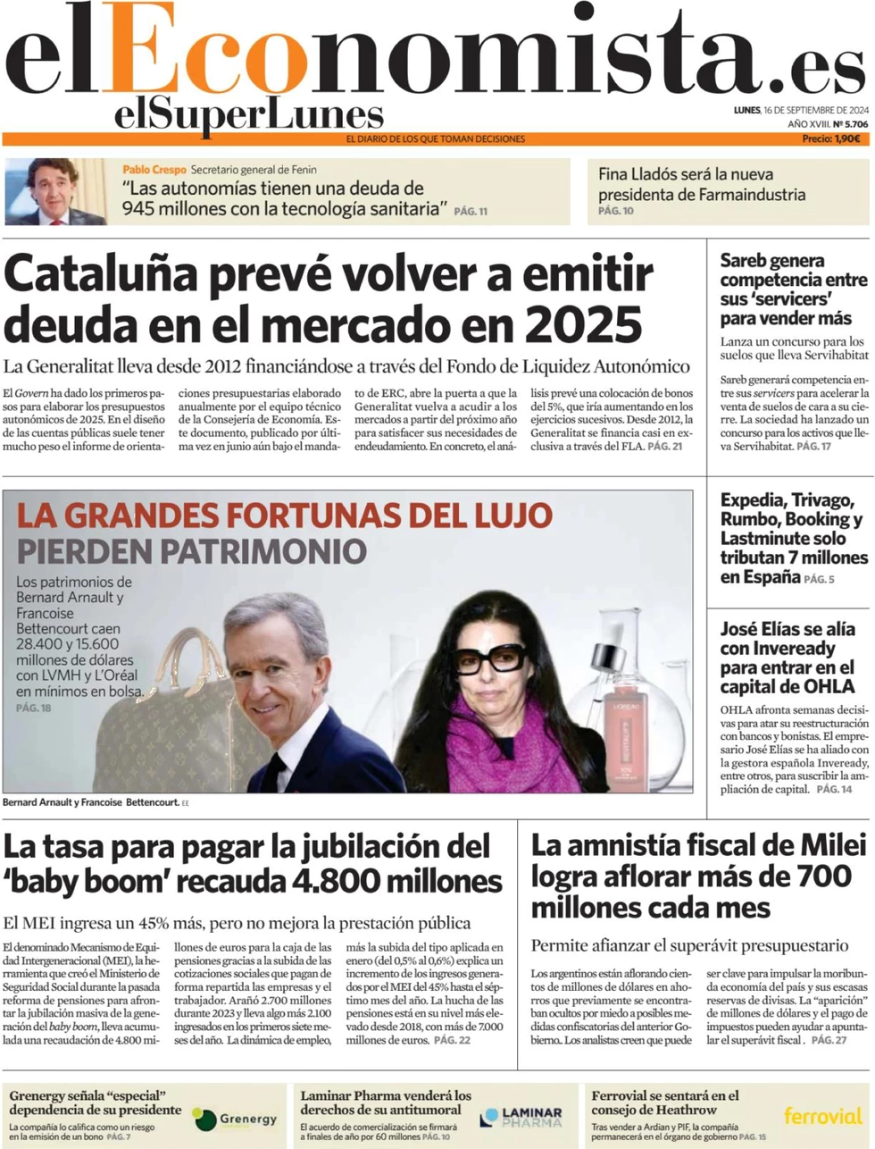 anteprima della prima pagina di el-economista del 16/09/2024