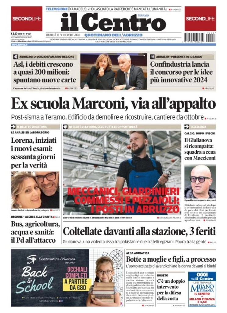 anteprima della prima pagina di il-centro-teramo del 17/09/2024