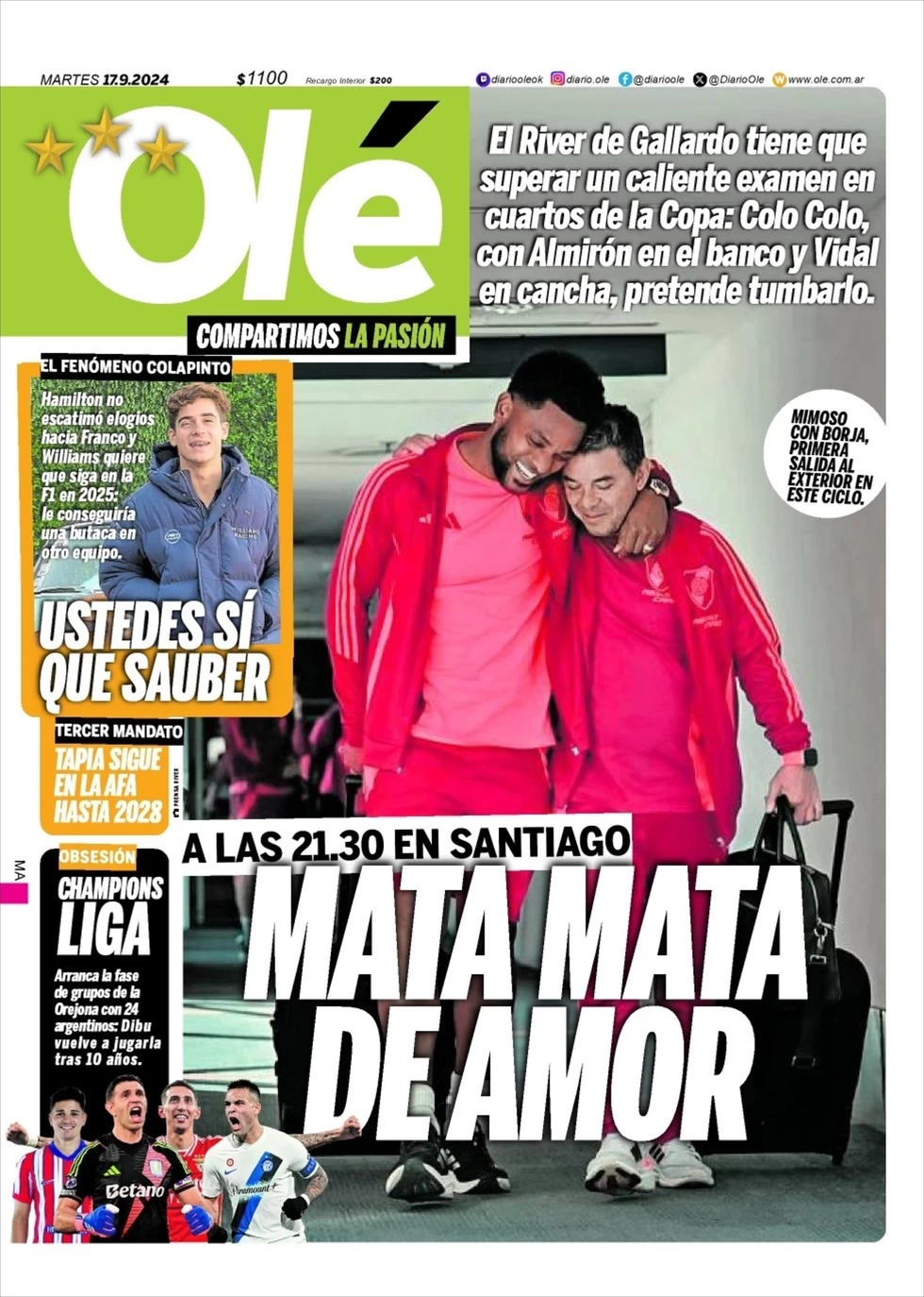 anteprima della prima pagina di ol del 17/09/2024
