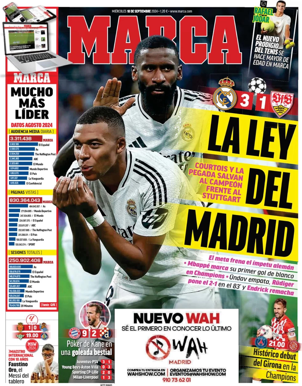 anteprima della prima pagina di marca del 18/09/2024