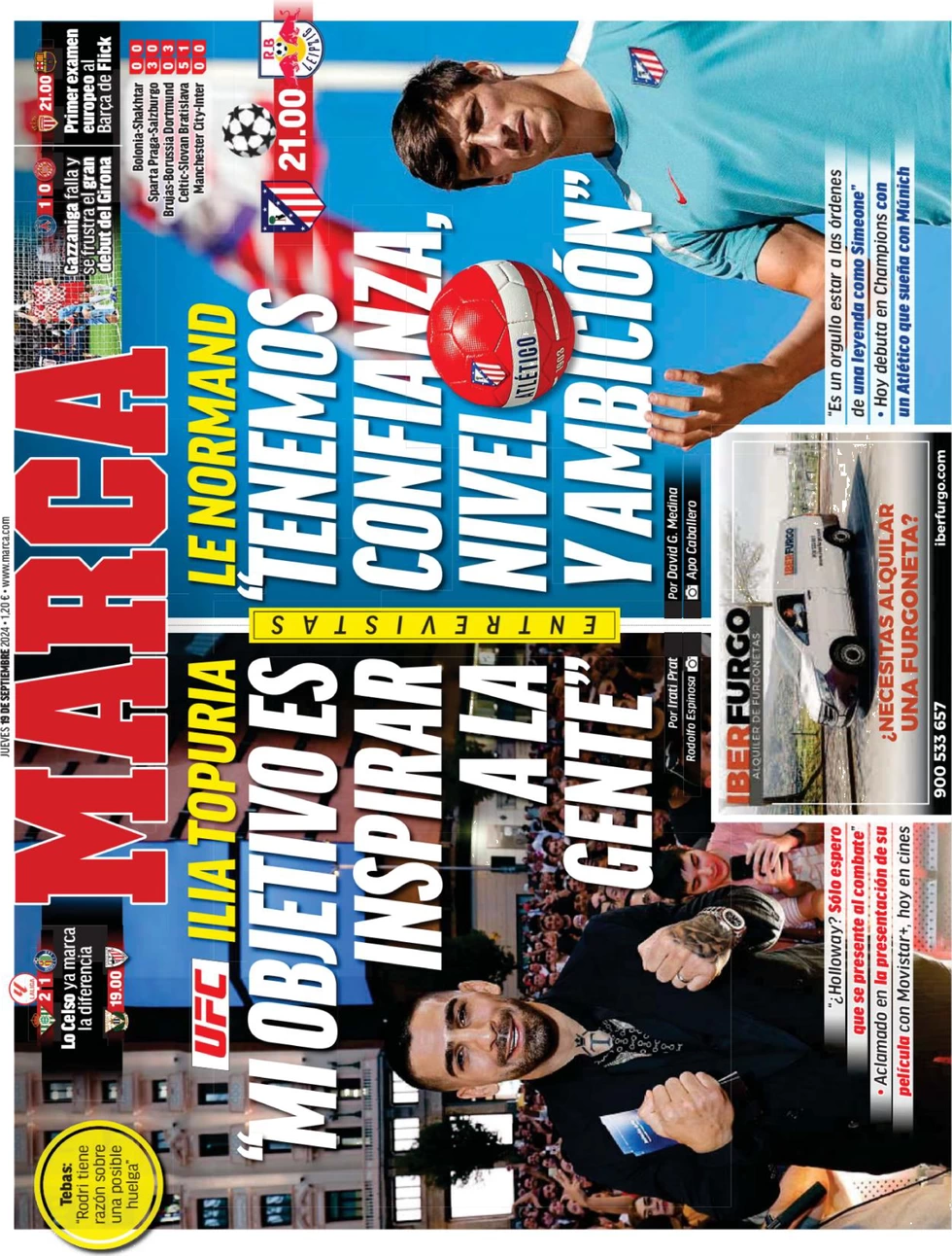 anteprima della prima pagina di marca del 19/09/2024