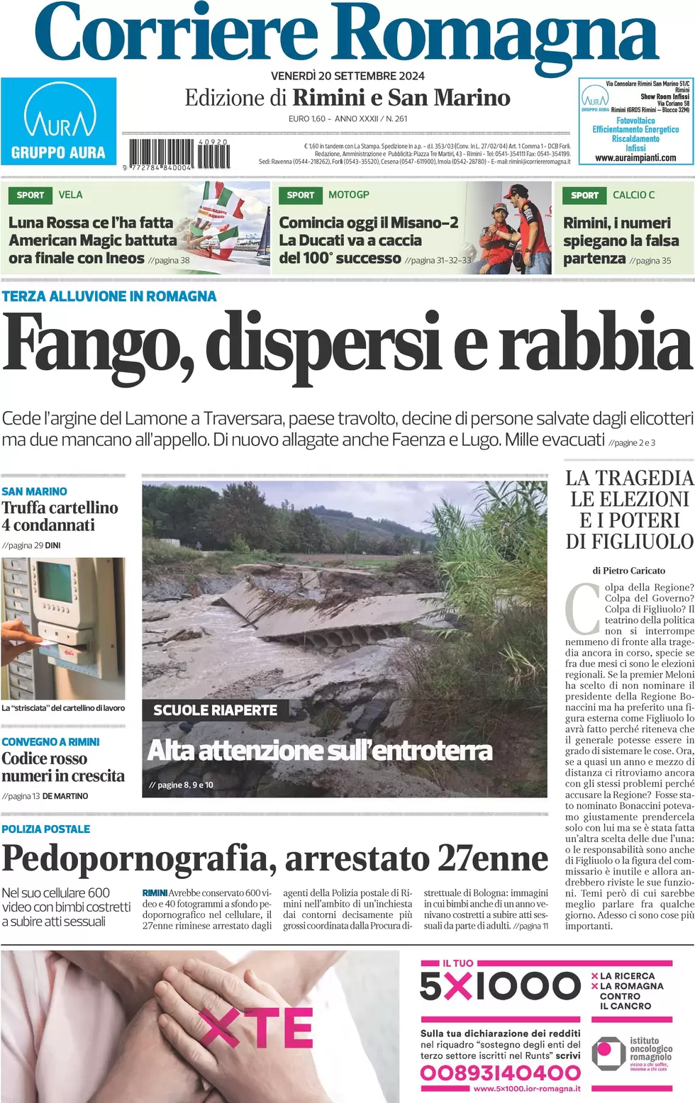 anteprima della prima pagina di qs-quotidiano-sportivo del 20/09/2024