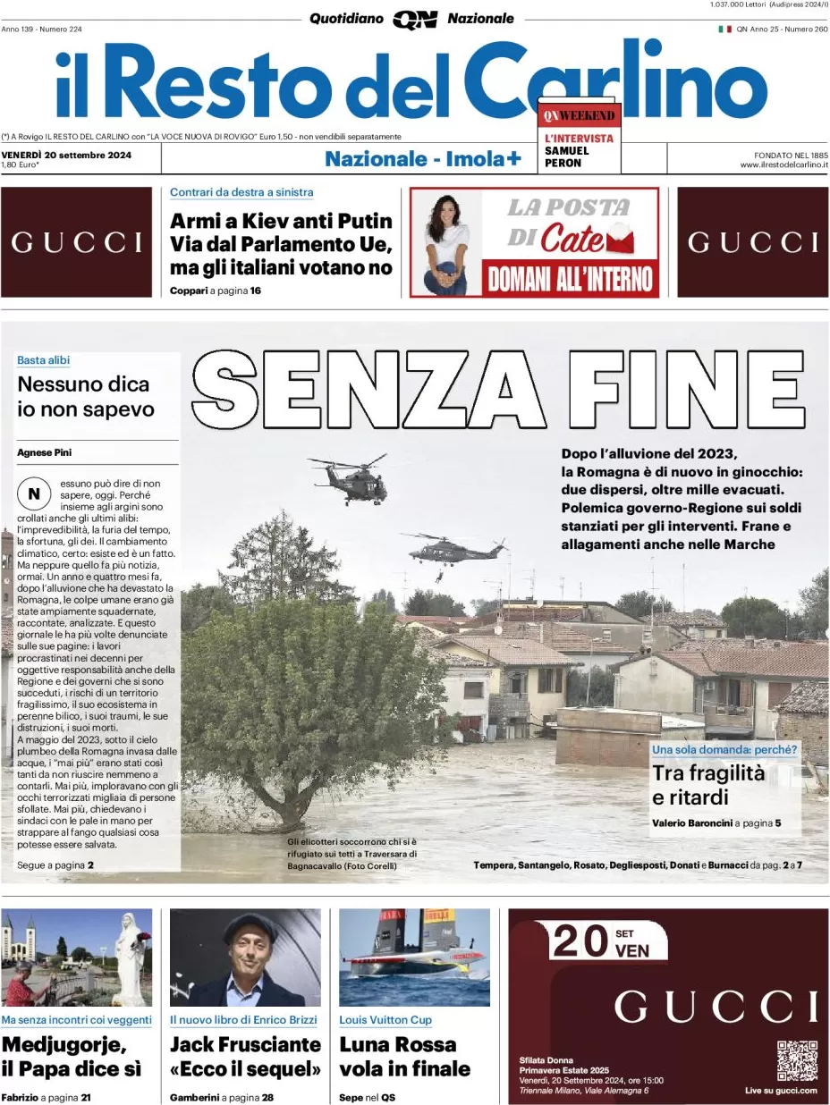 anteprima della prima pagina di il-resto-del-carlino del 20/09/2024