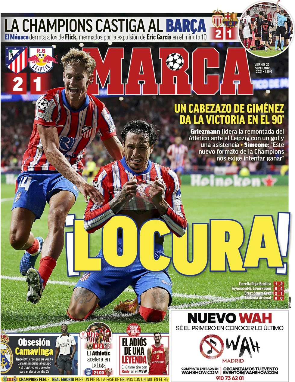 anteprima della prima pagina di marca del 20/09/2024