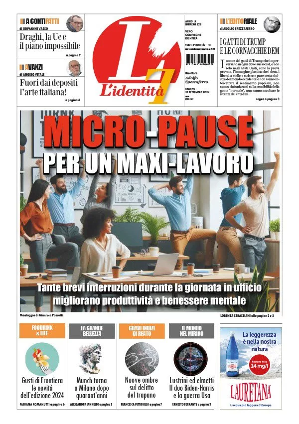 anteprima della prima pagina di lidentit del 21/09/2024