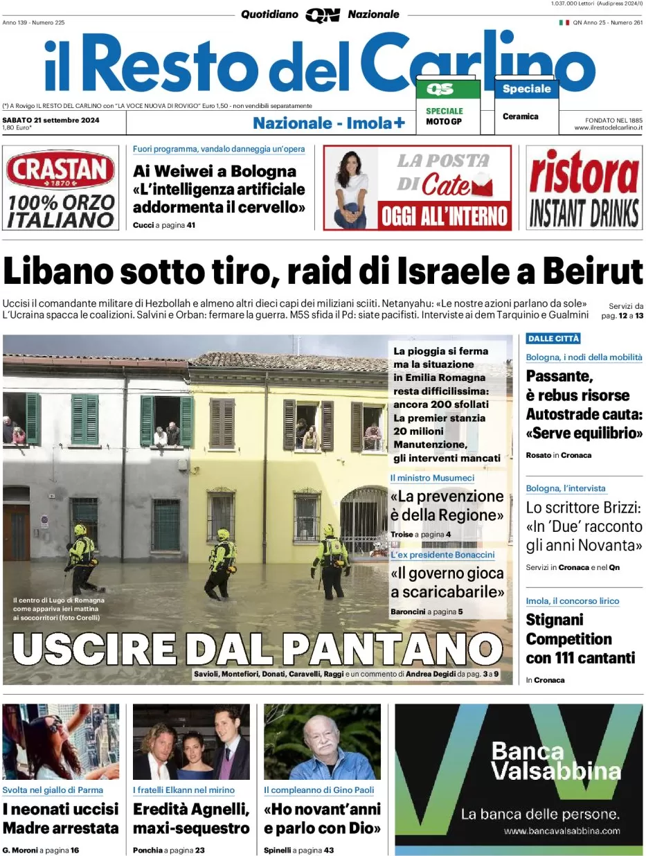 anteprima della prima pagina di il-resto-del-carlino del 21/09/2024