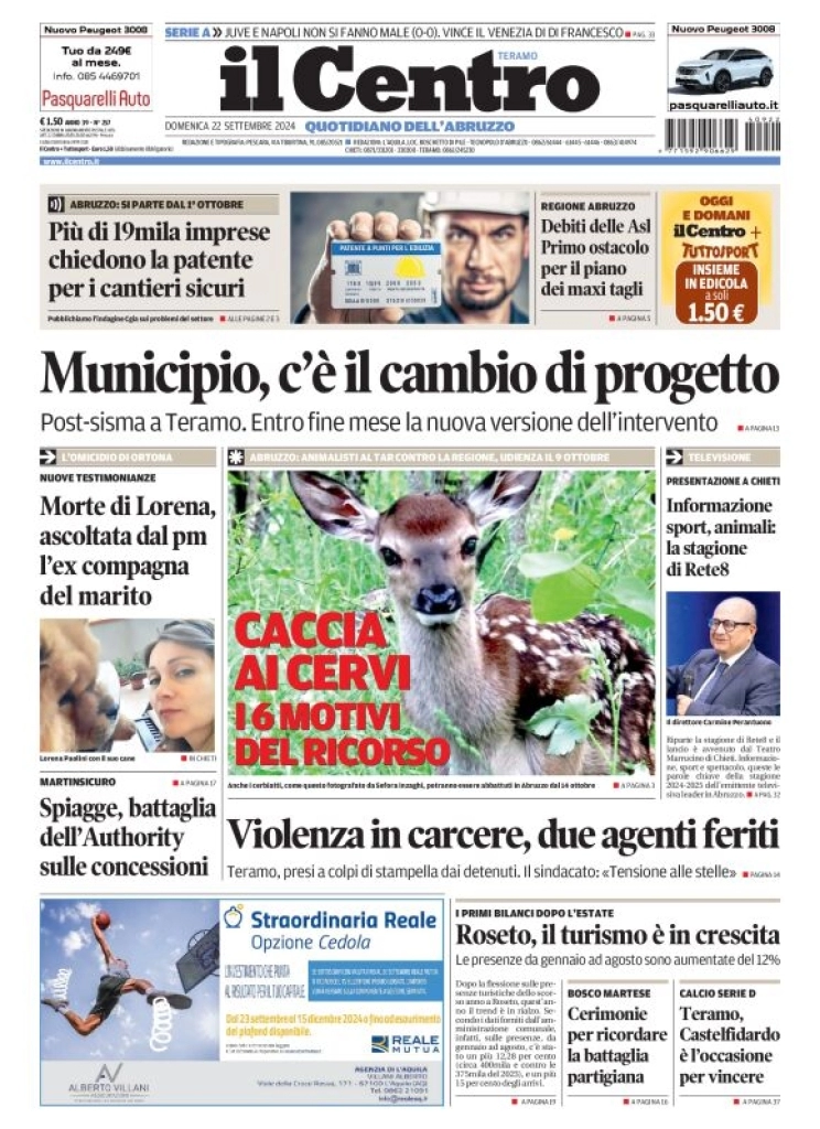 anteprima della prima pagina di il-centro-teramo del 22/09/2024