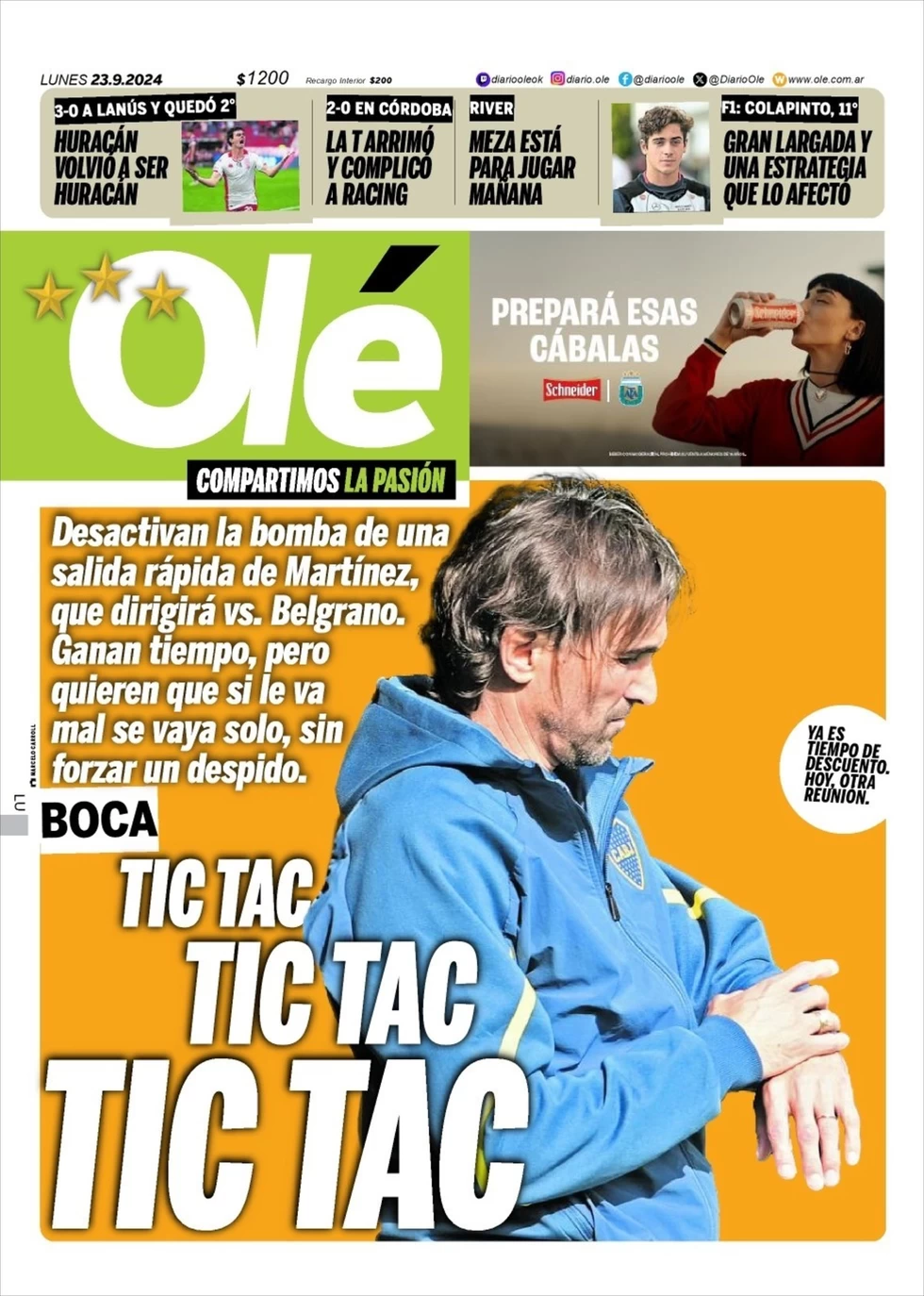 anteprima della prima pagina di ol del 23/09/2024