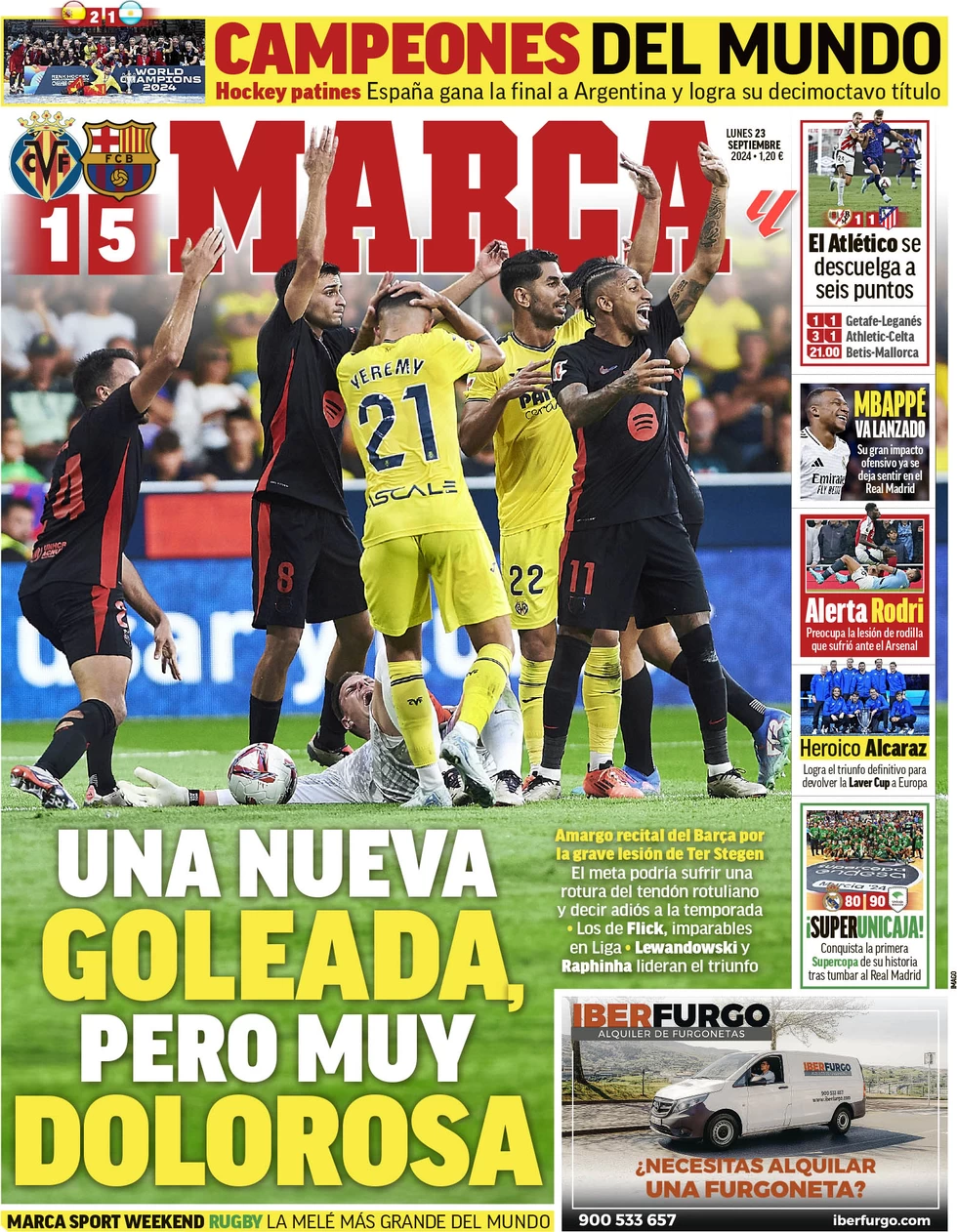 anteprima della prima pagina di marca del 23/09/2024