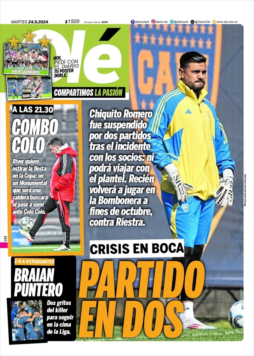 anteprima della prima pagina di ol del 24/09/2024