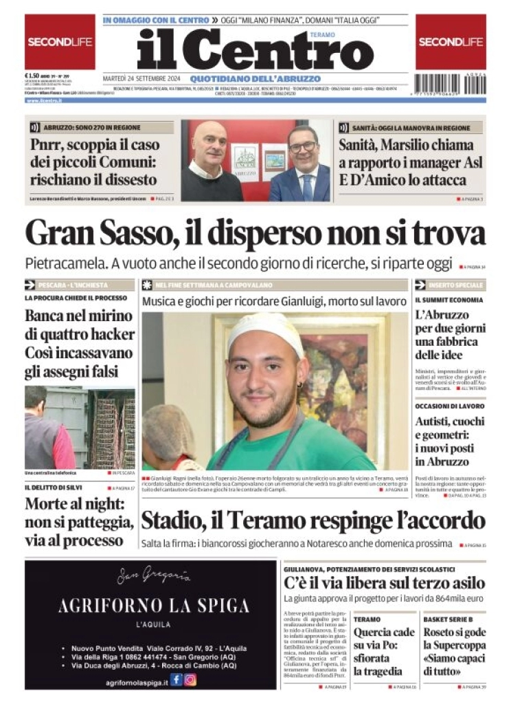 anteprima della prima pagina di il-centro-teramo del 24/09/2024