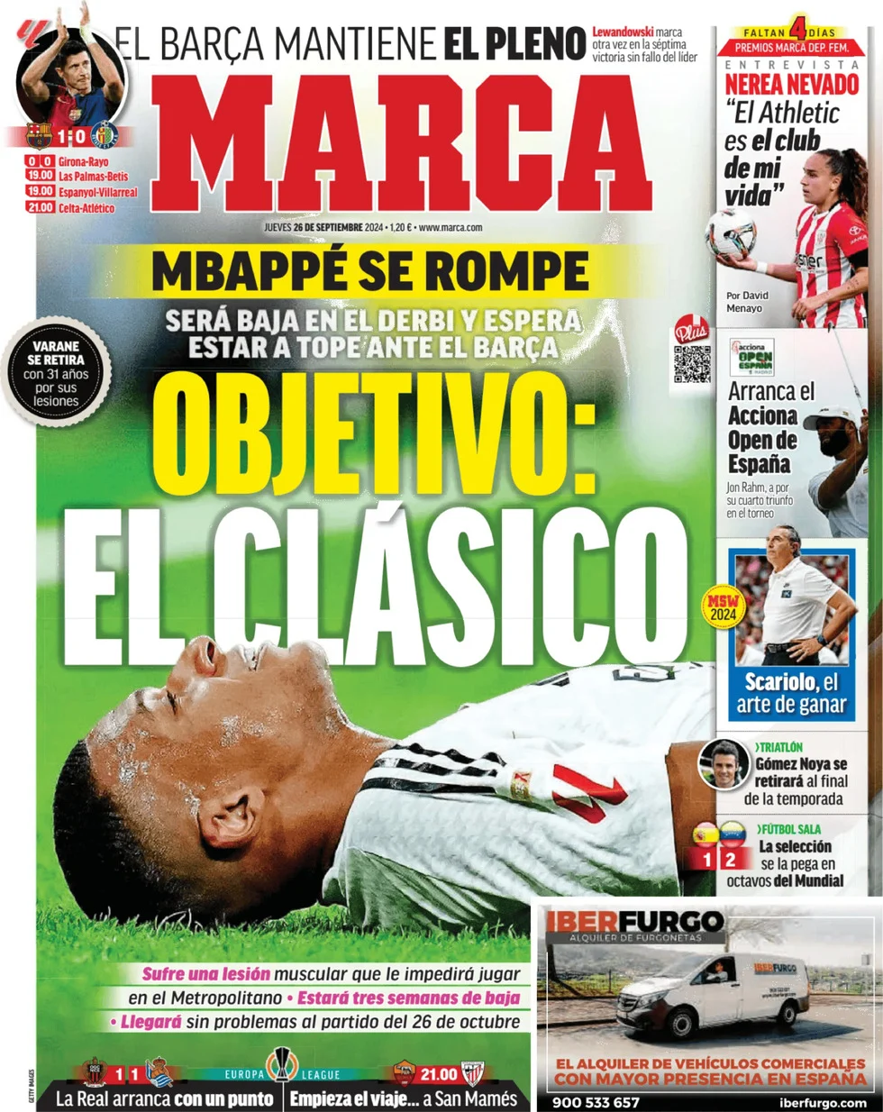 anteprima della prima pagina di marca del 26/09/2024