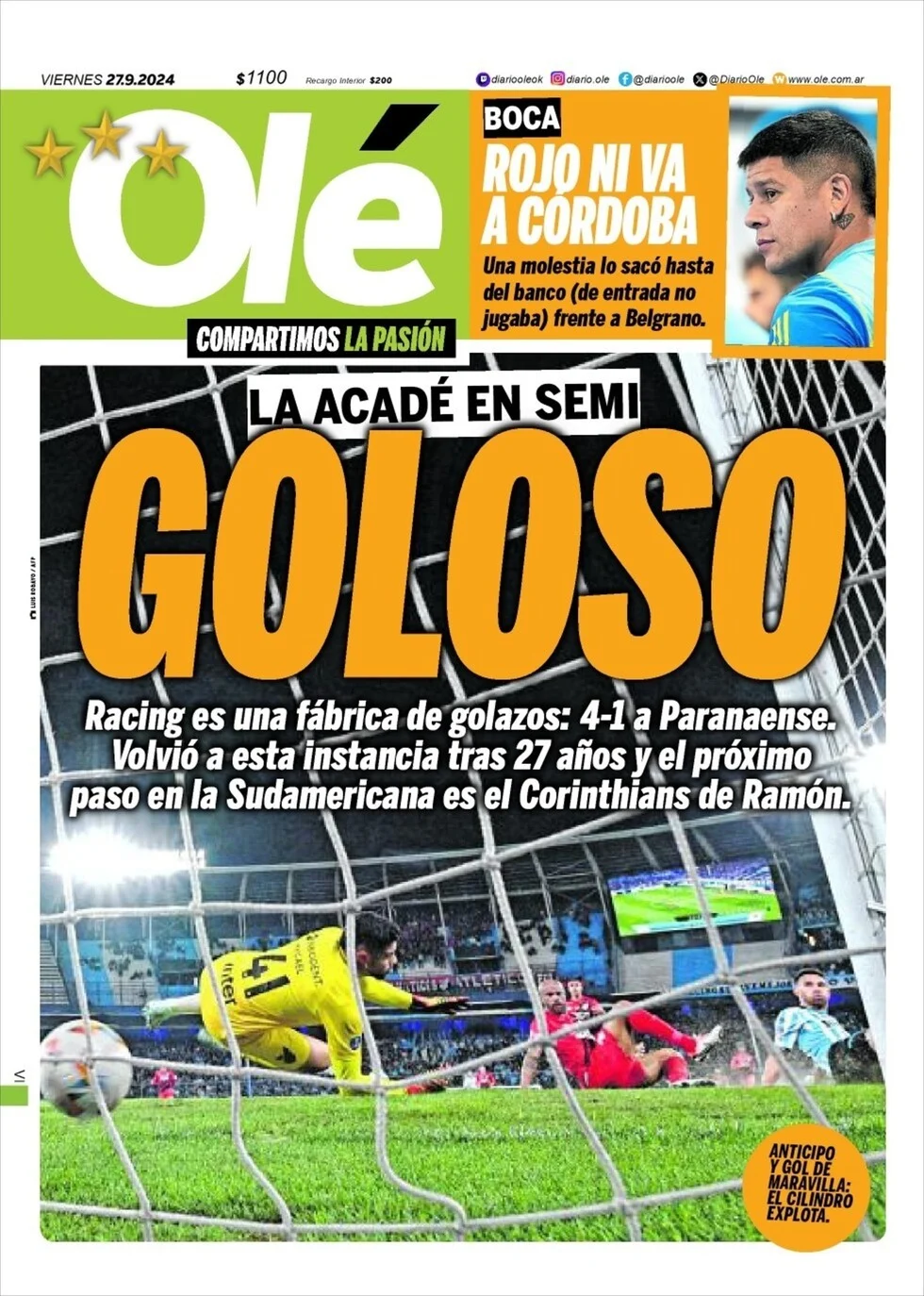 anteprima della prima pagina di ol del 27/09/2024