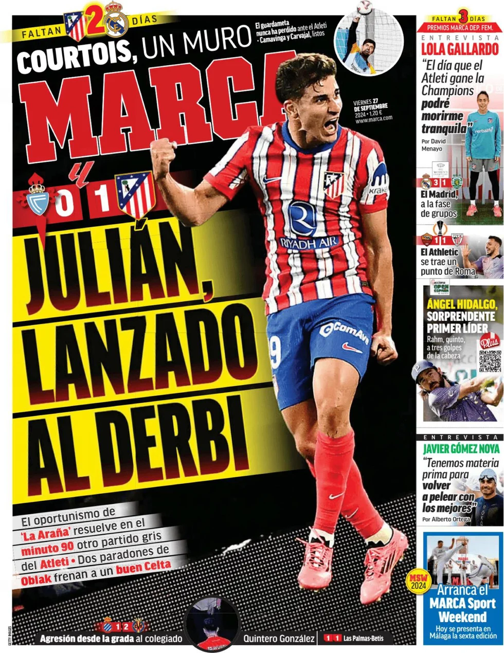 anteprima della prima pagina di marca del 27/09/2024